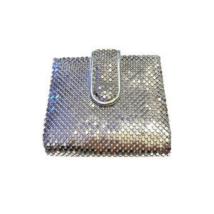 Whiting & Davis Designer Wallet Silver Metallic Mesh Snap Closure Tri-Fold NWOT
